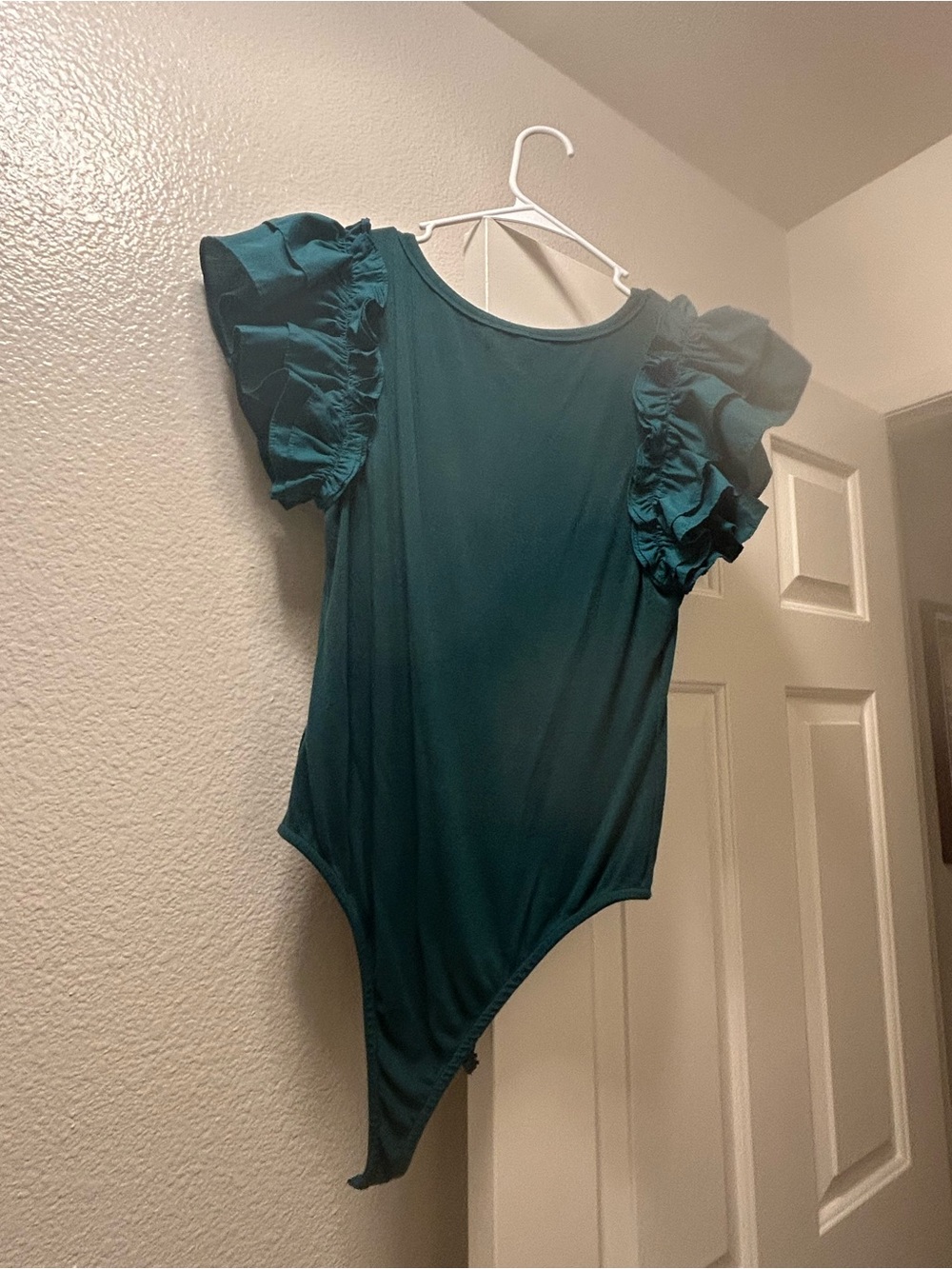 ODDY Teal Ruffled-Sleeve Bodysuit